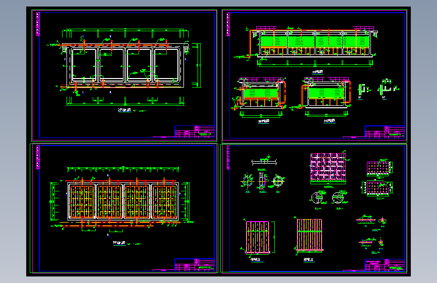 BAF曝气生物滤池池设计cad工艺图纸
