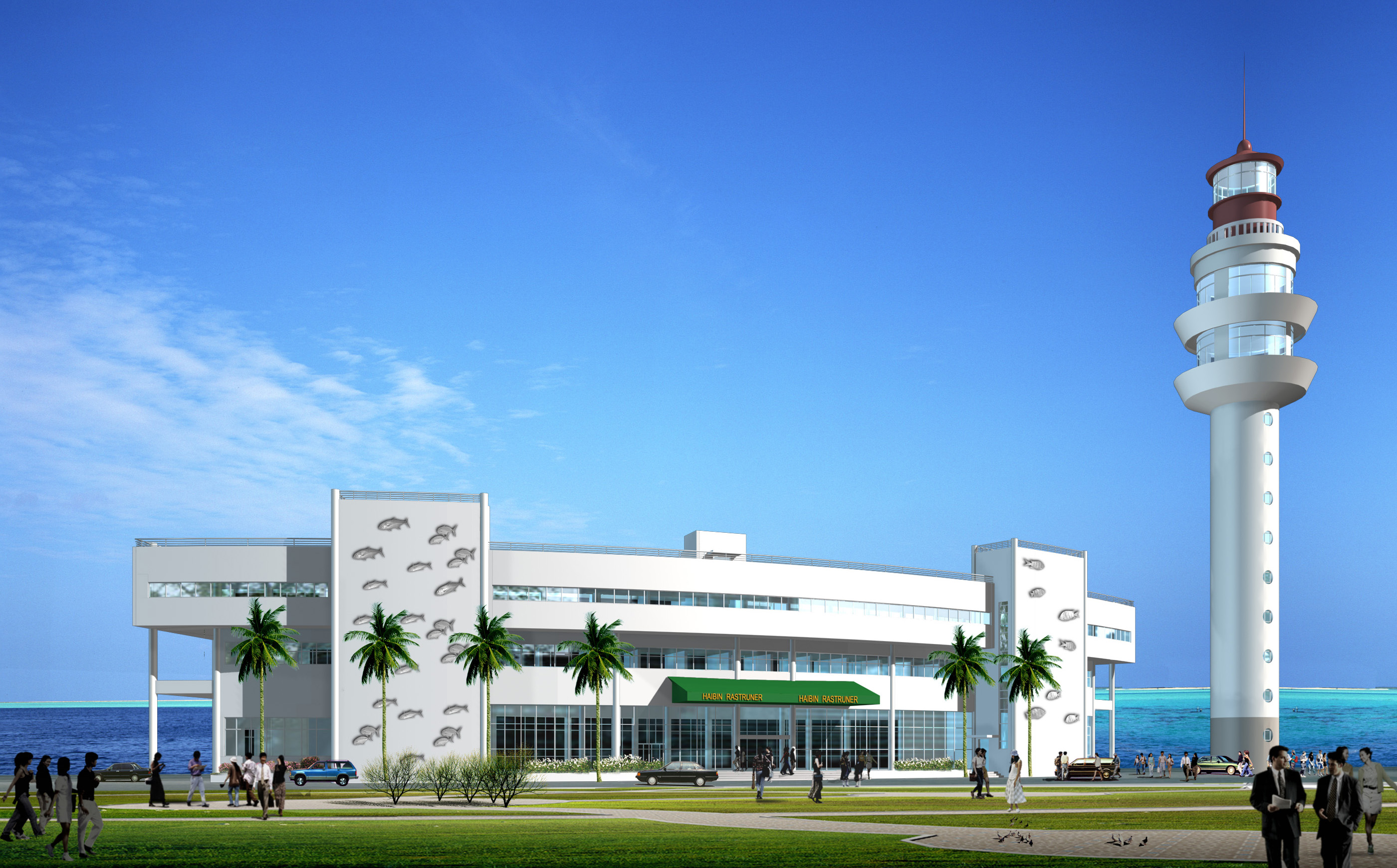 海濱酒店三层酒店建筑图(带效果图)