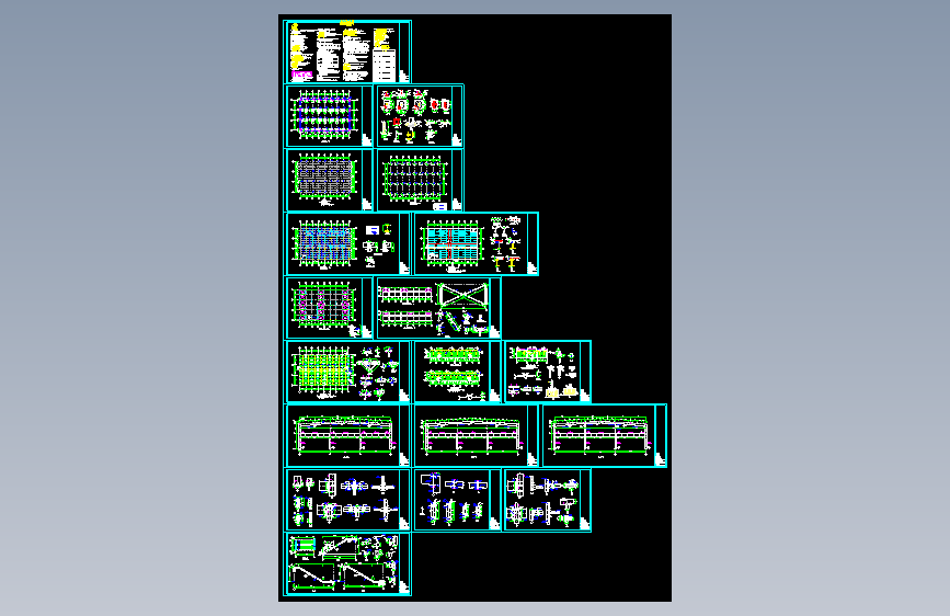 两层钢框架+轻型门式刚架结构厂房结构施工图