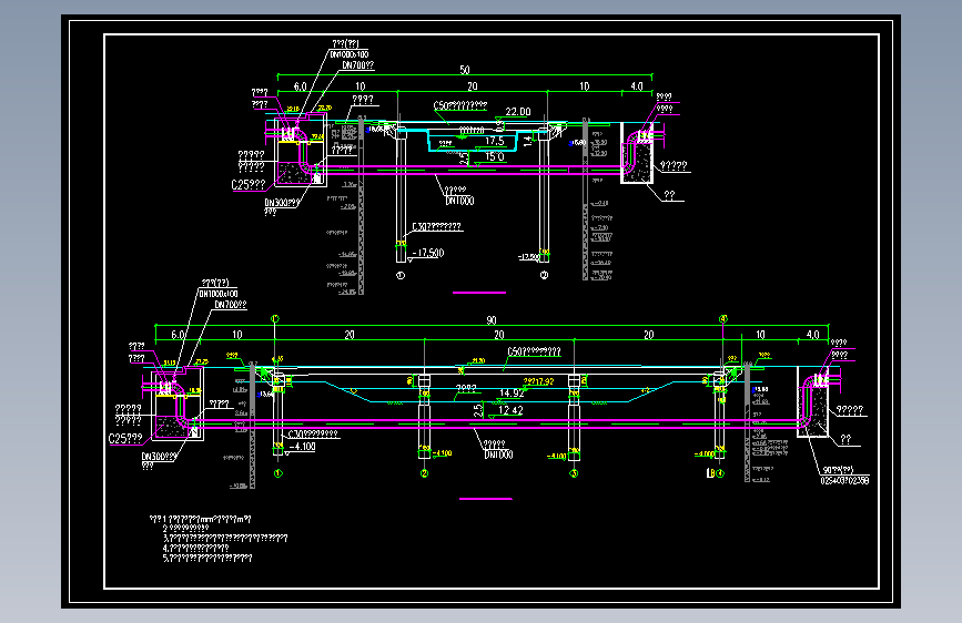 某工程给水管道跨河大样图