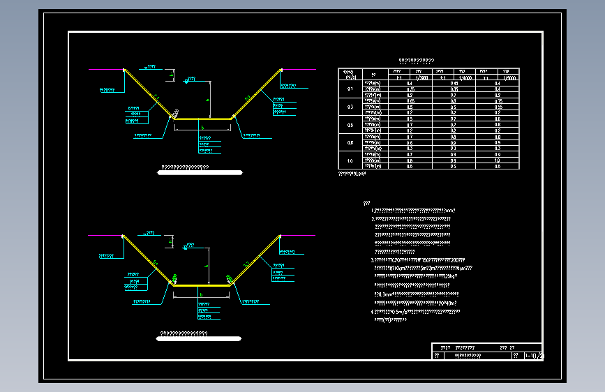 梯形明渠断面典型设计施工图纸（不同纵坡）