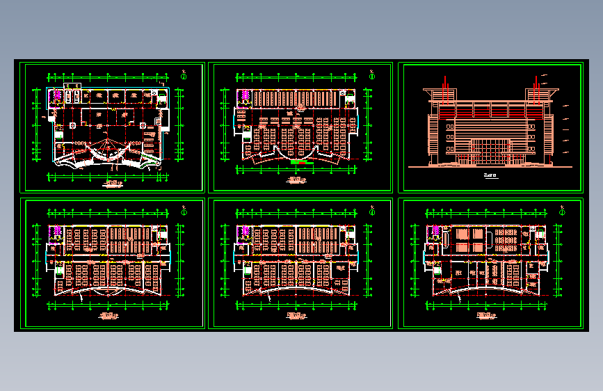 五层文化馆设计建筑平面图+立面图