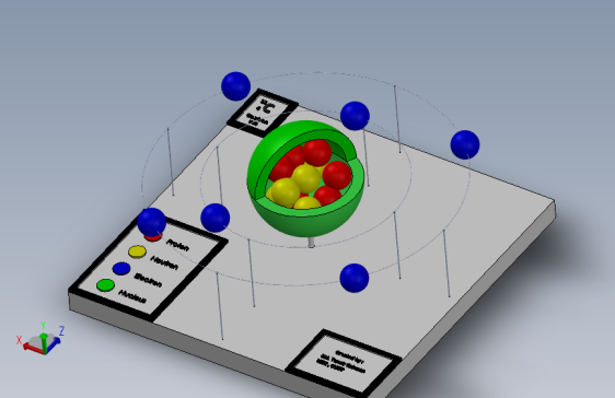 3D 可打印的碳原子玻尔模型 _ SOLIDWORKS + KeyShot