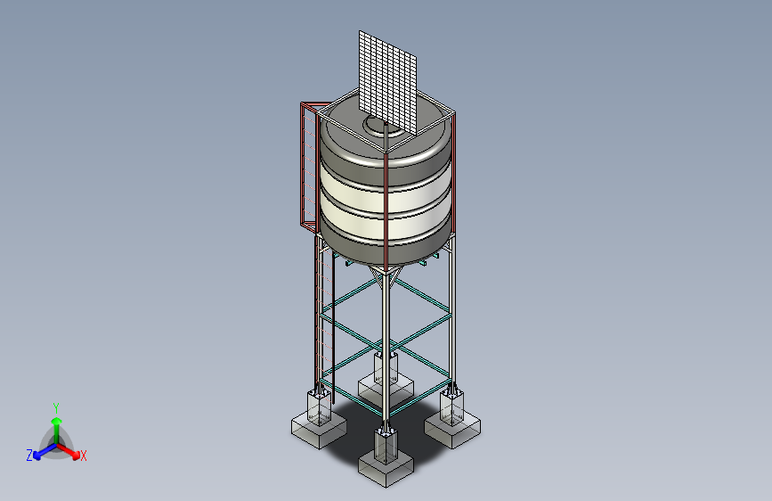 带太阳能板的水塔