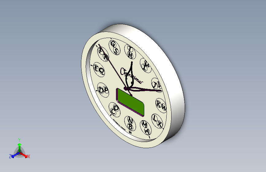 合作钟 - 调整后的世界时（UTA），带有字母和午夜格式时间