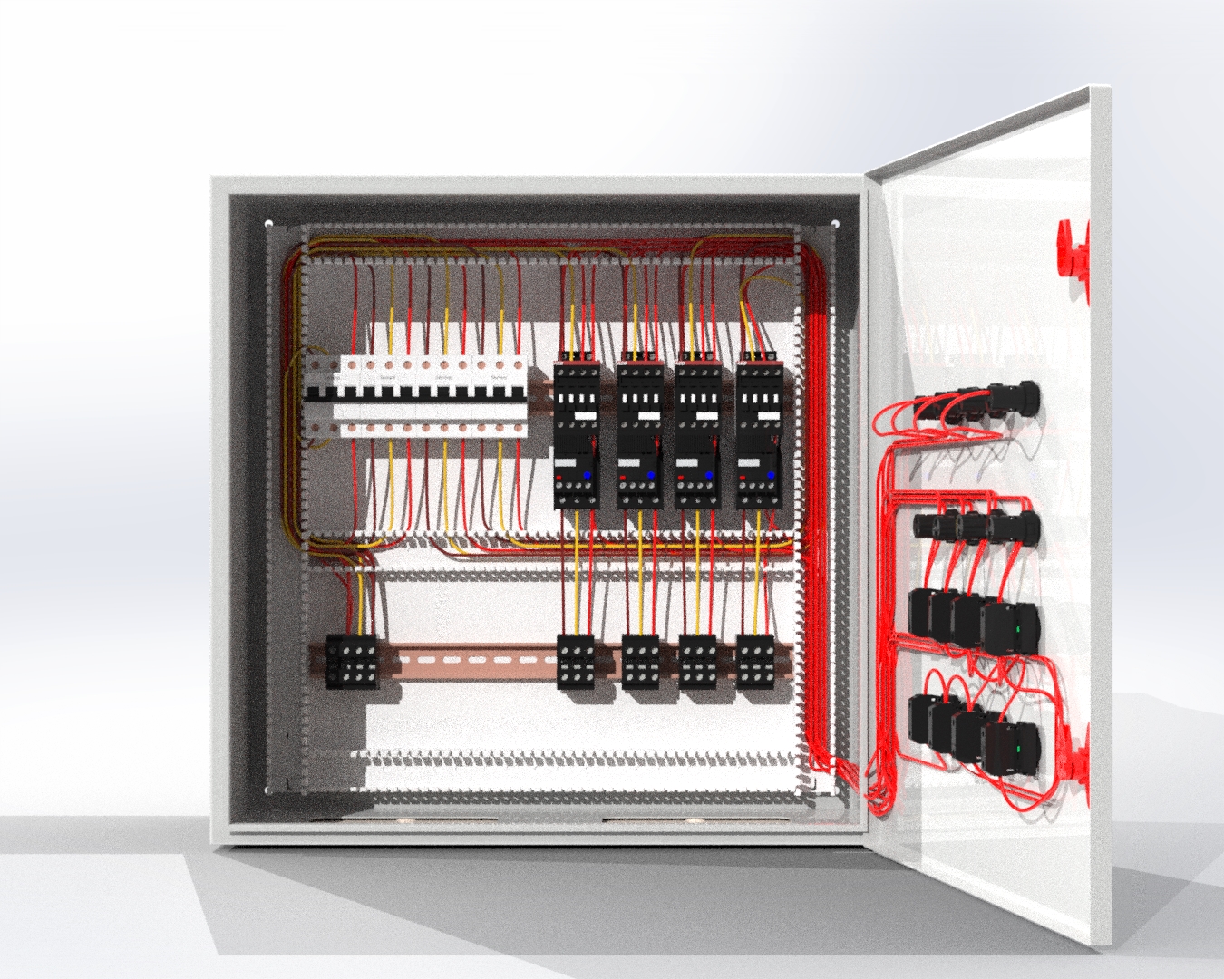 4台电动机控制电路的配电箱