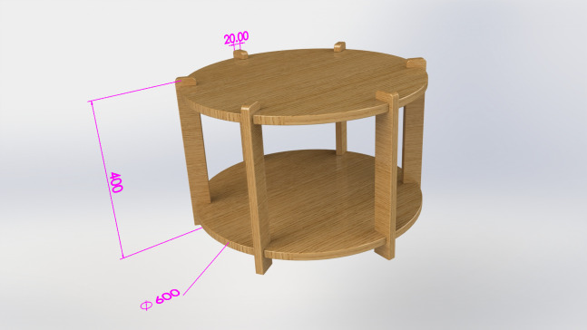 双层夹板木咖啡桌 – Ø600 x 400 毫米