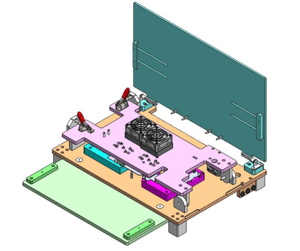 将 PCB 放入夹具中并进行压力测试。