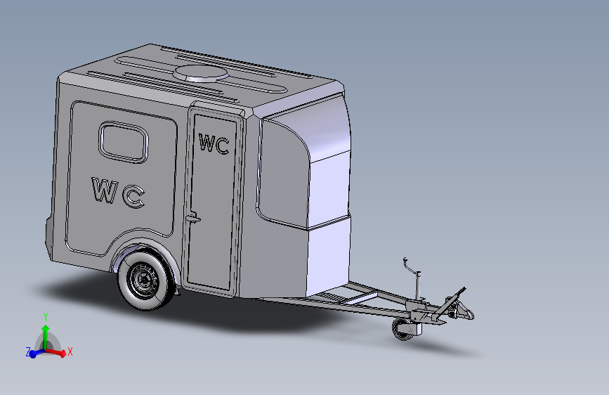 移动公共卫生间WC拖车 STEP格式