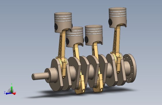 SolidWorks中的四缸发动机设计