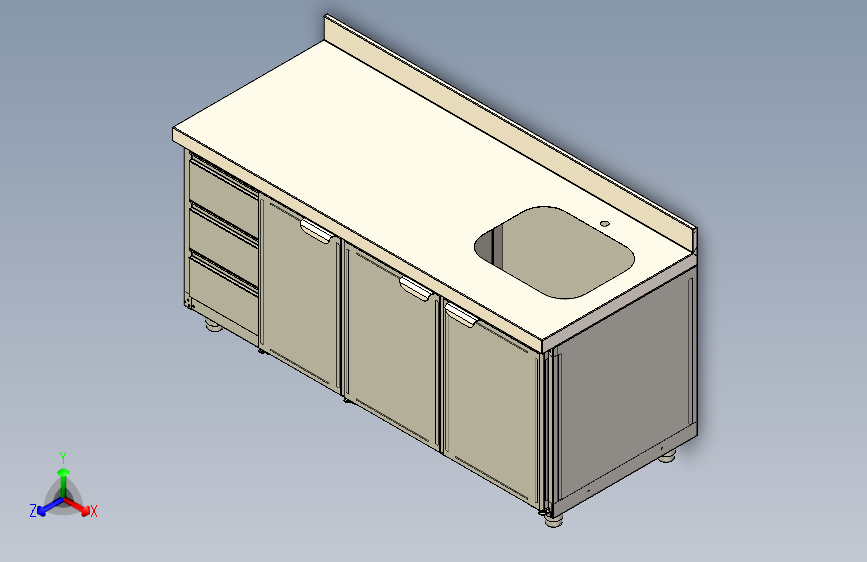 框架带有弹簧门和抽屉