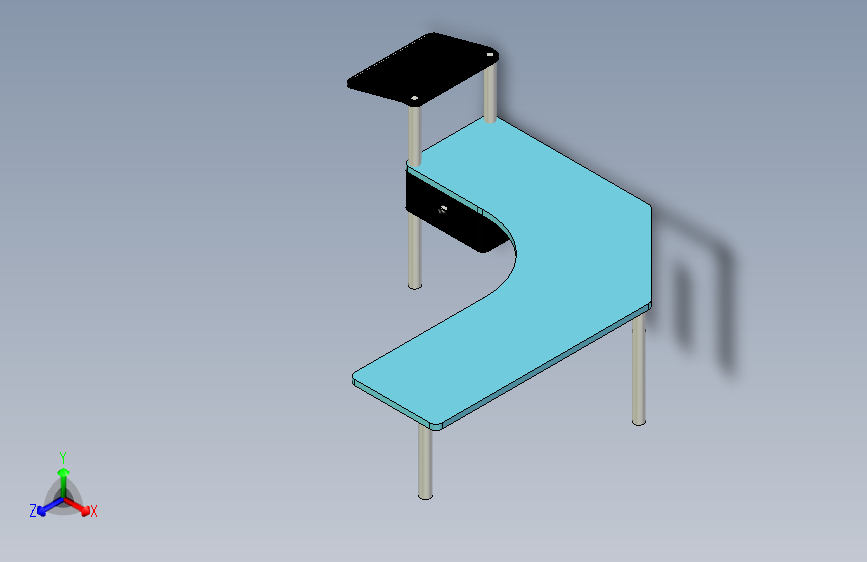 设计师桌玻璃 _ 木材 _ 不锈钢