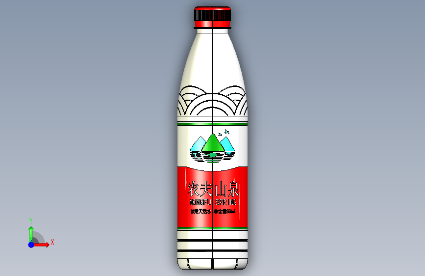 农夫山泉矿泉水瓶 正面视图