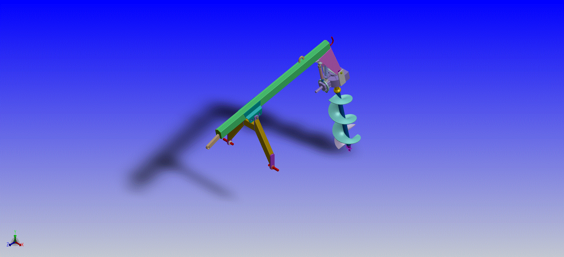 可挂在拖拉机上用的地钻机。