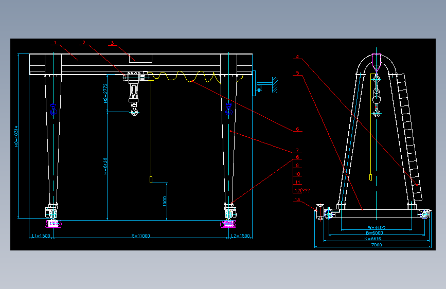 16吨葫芦门式起重机