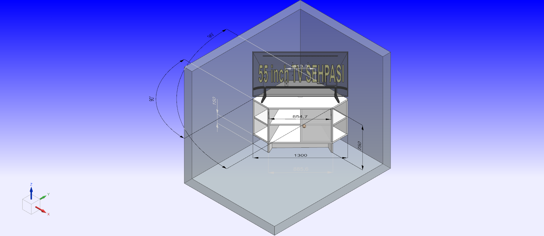 55英寸电视角落支架