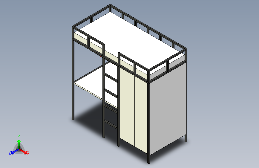 带学习桌和衣柜的床