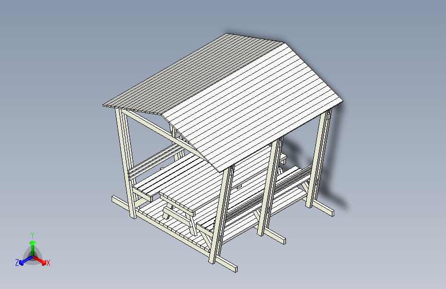 带遮蔽的野餐桌