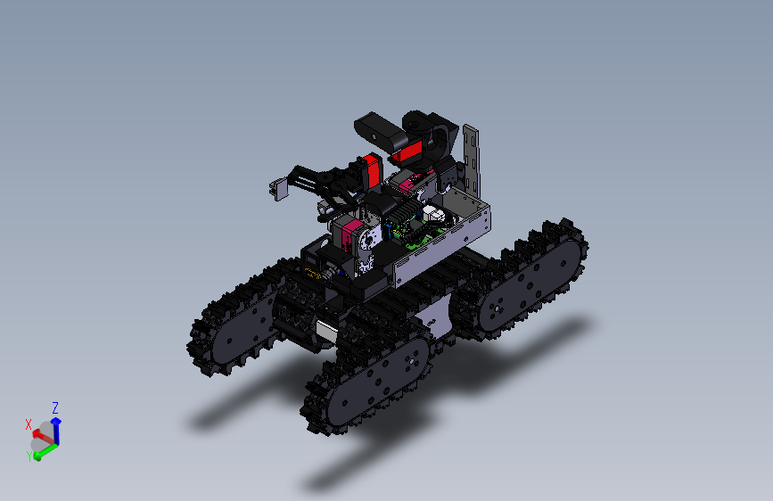 4个翻转臂的ROS履带车3D数模图纸 STEP格式