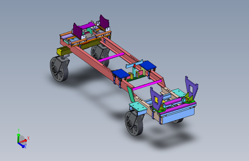 装配线上与拖拉机对接的台车 stp