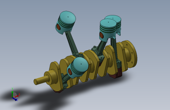 直列四缸发动机的曲柄活塞结构