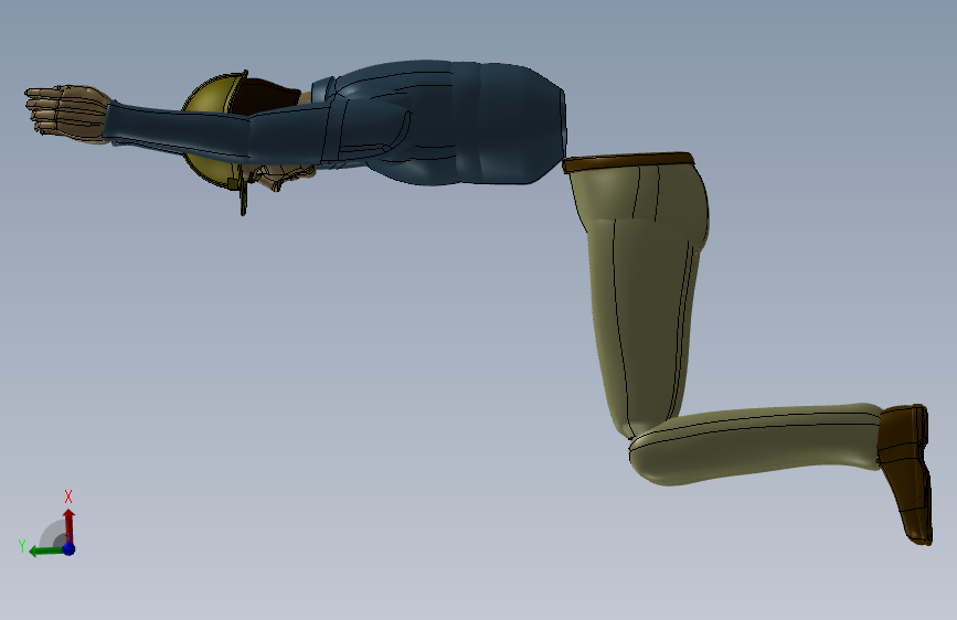 工作男 90° 深蹲姿势人体模型