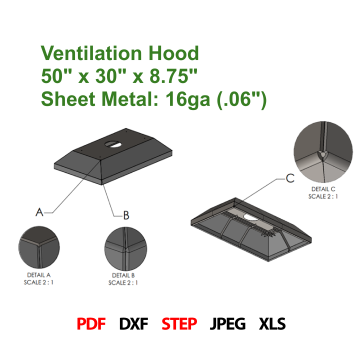 重型通风罩设计 50_ x 30_ x 8.75_ STEP文件