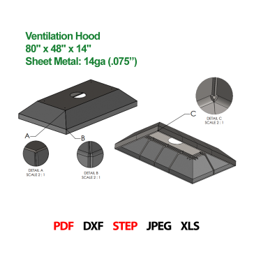 重型通风罩设计 80_ x 48_ x 14_ STEP 文件