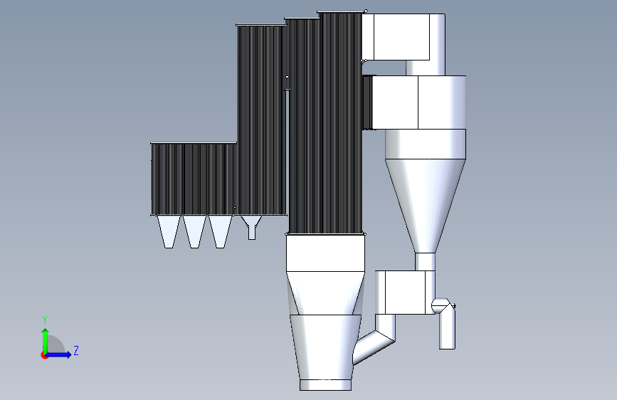 马萨诸塞州纸浆厂焚烧锅炉型号3D 左侧视图