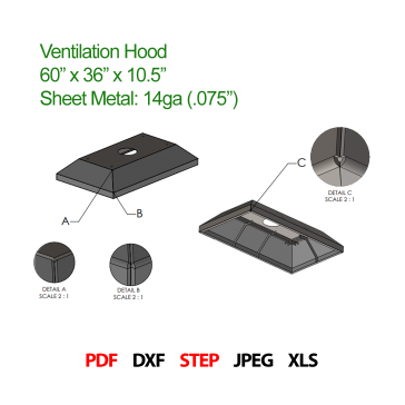 重型通风罩设计 60_ x 36_ x 10.5_ STEP文件