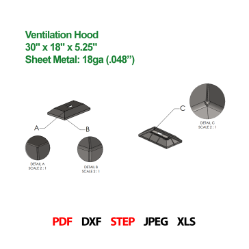 重型通风罩设计 30_ x 18_ x 5.25_ STEP 文件