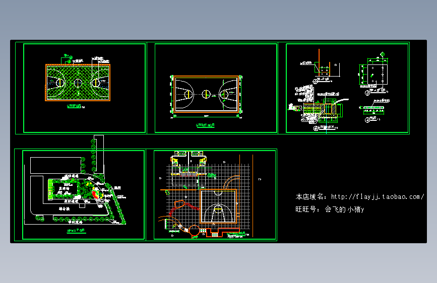 篮球场绿化定位放线CAD施工图