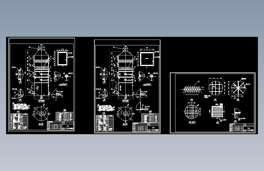 某公司活性炭废气吸附塔设备cad制作图纸