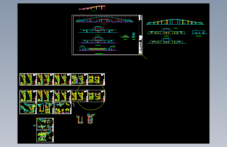 三层框架结构拱形体育馆建筑