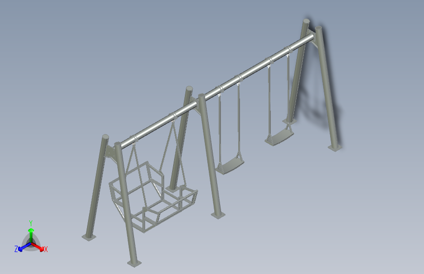 儿童游乐设施秋千、跷跷板简易模型