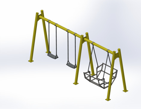 儿童游乐设施秋千、跷跷板简易模型