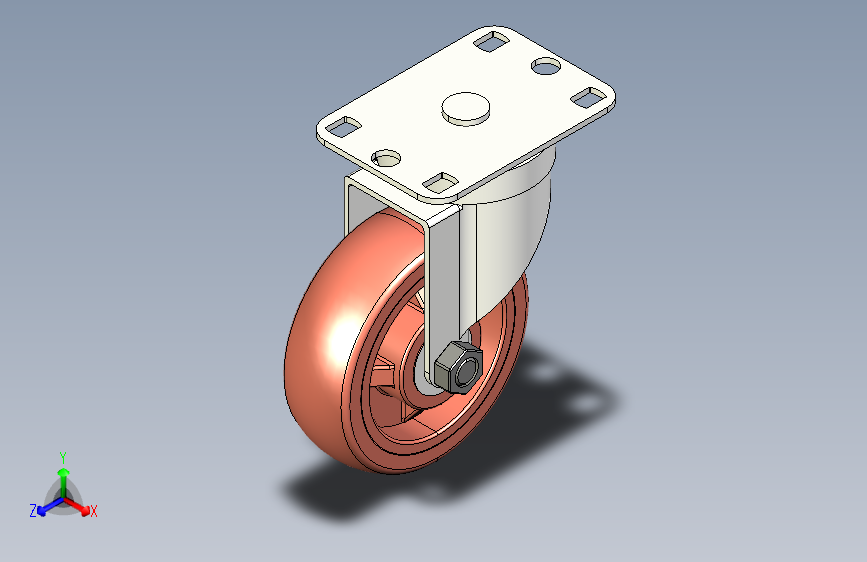 4in平板万向脚轮.stp