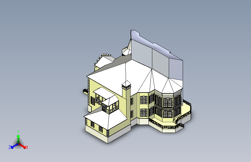 manor洋房别墅模型3D图纸 Solidworks设计 附STEP