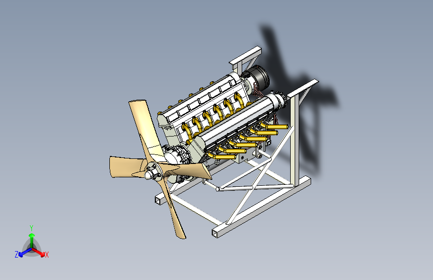 测试台上的 Olsryd V12 Merlin 发动机--stp igs sw