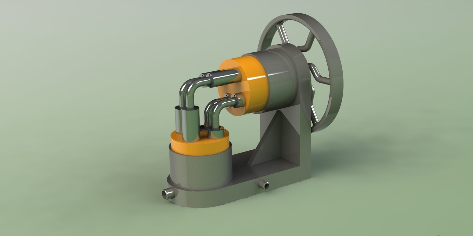 Alpha斯特林发动机组件（3D CAD模型）