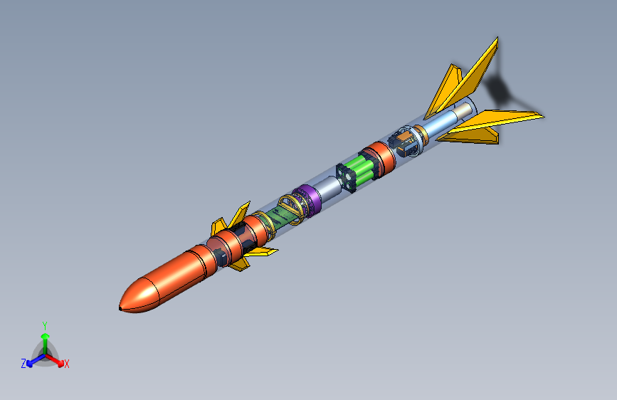 一个推力矢量和鳍控制的模型火箭设计