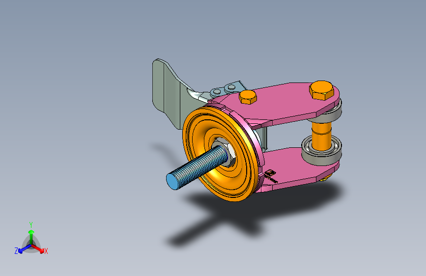 4寸丝杆带铁刹脚轮_4×2