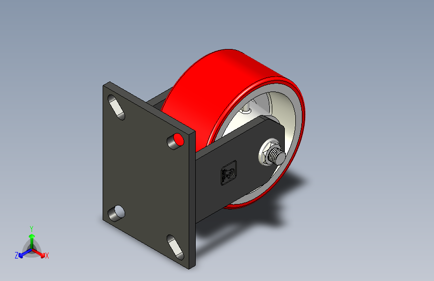 超重80系列铸铁红PU固定轮脚轮_6×3