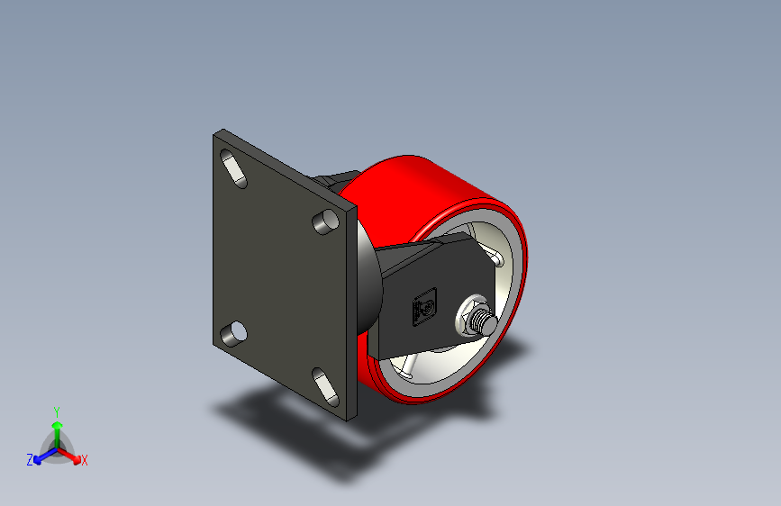超重80系列铸铁红PU活动轮（防撞盘）脚轮_6x3防撞盘