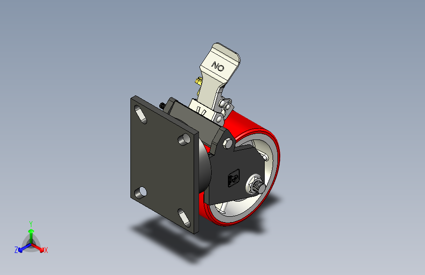 超重80系列铸铁红PU刹车轮（防撞盘，前刹车）脚轮_6x3防撞前刹车
