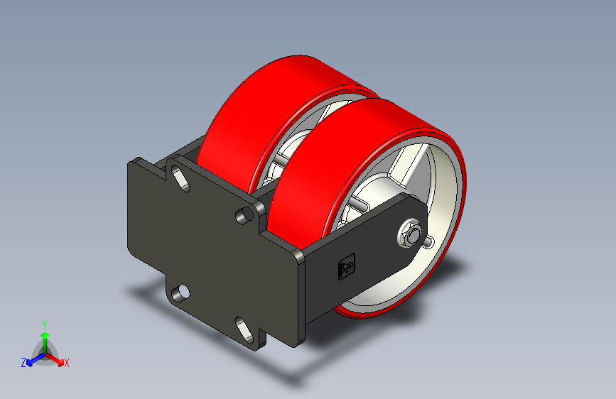 K8082-01超重型双排铸铁包PU固定轮脚轮_8×3