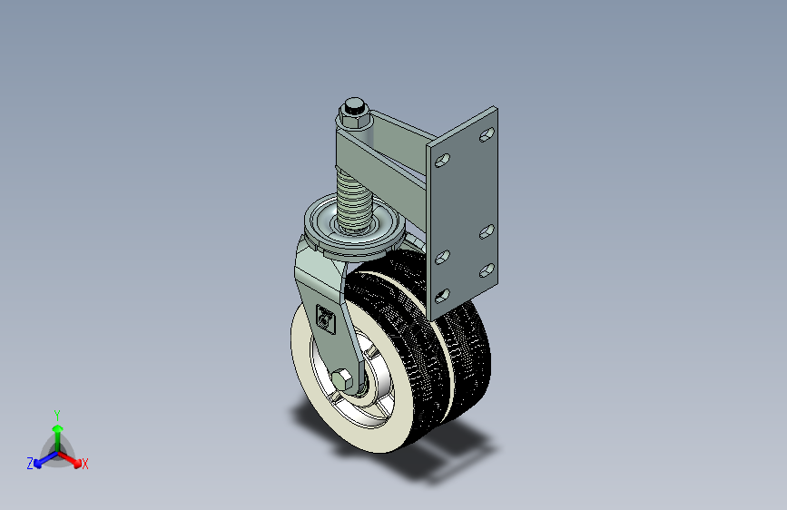 浅黄PP双孖V型架门轮脚轮_6×2