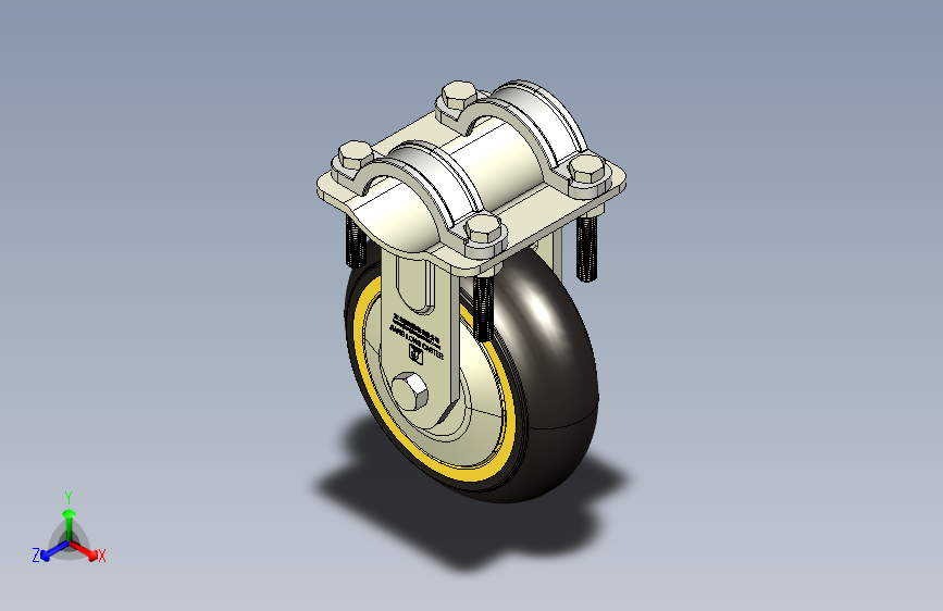 6x2定制固定U型圆面塑芯PP门轮脚轮_6×2