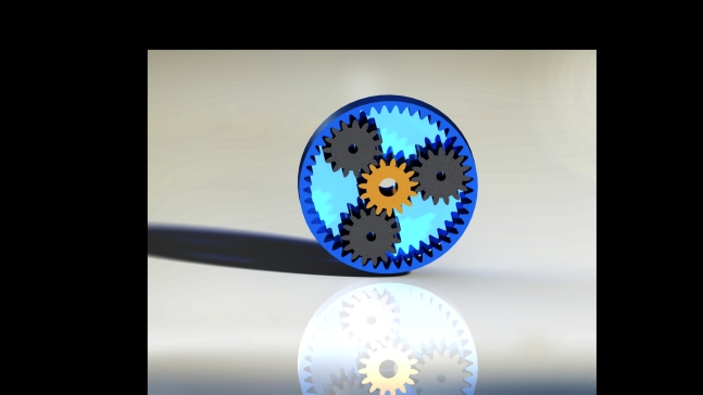 行星齿轮箱（内啮合齿轮机构）在SolidWorks中建模。