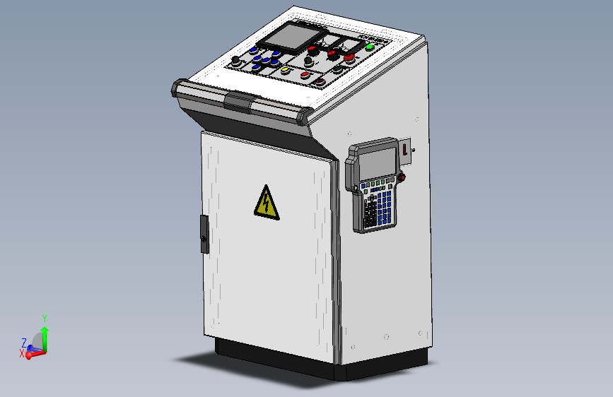 这是控制柜，由操作面板、电气柜体、控制模块和外部接口组成